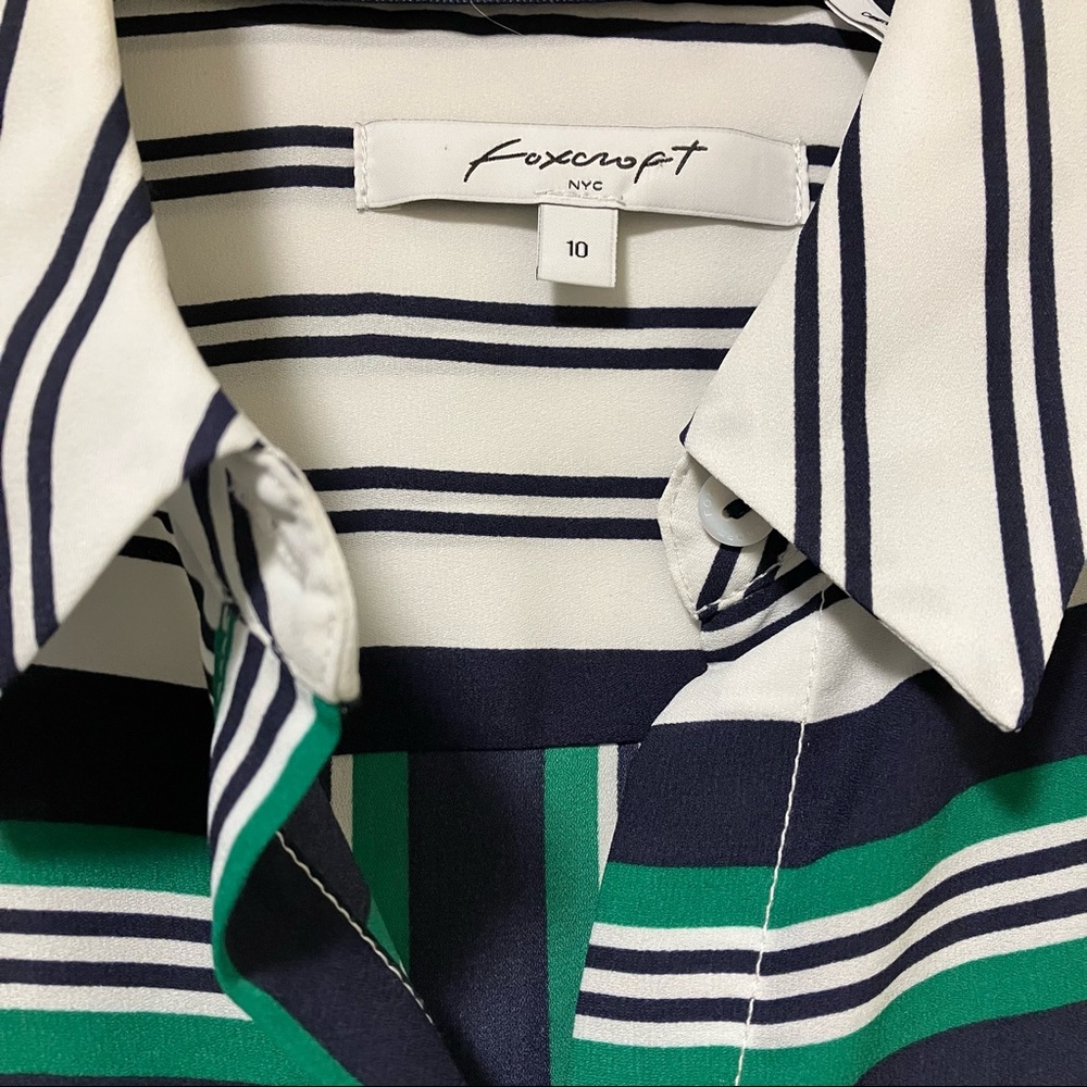 Foxcroft Horizontal Stripes Button Down Blouse - image 6